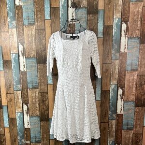 CHRIS MCLaughlin White Lace Long Sleeve Dress